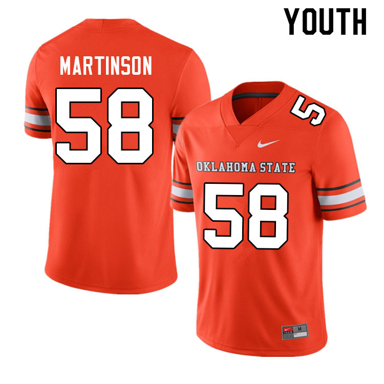 Youth #58 Holden Martinson Oklahoma State Cowboys College Football Jerseys Sale-Alternate - Click Image to Close